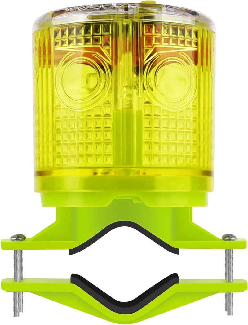 Aolyty Solar Strobe Warning Light IP54 Waterproof LED Flashing Safety Light Bright Warning Lamp Outdoor with Switch for Construction Traffic Dock Marine Beacon Road Signs (Yellow) - Image 1